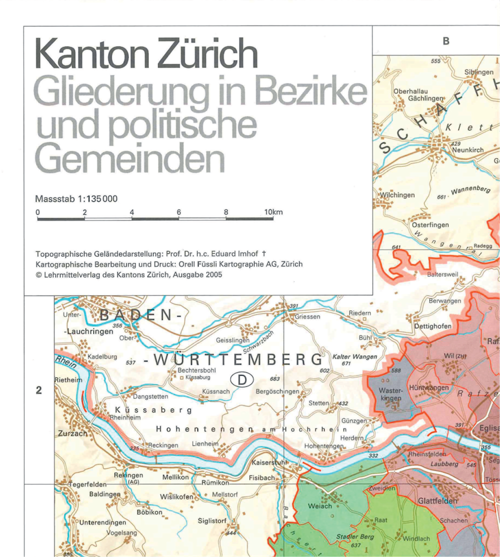 Politische Karte Kanton Zürich Gefalzte Ausgabe