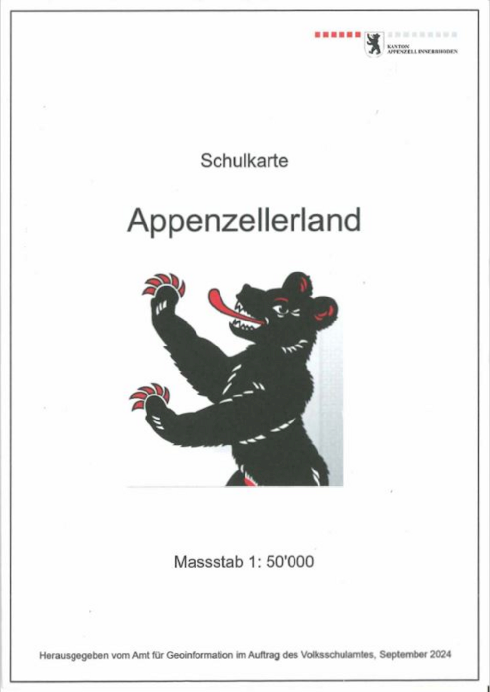 Schulkarte Appenzellerland  Gefalzte Ausgabe